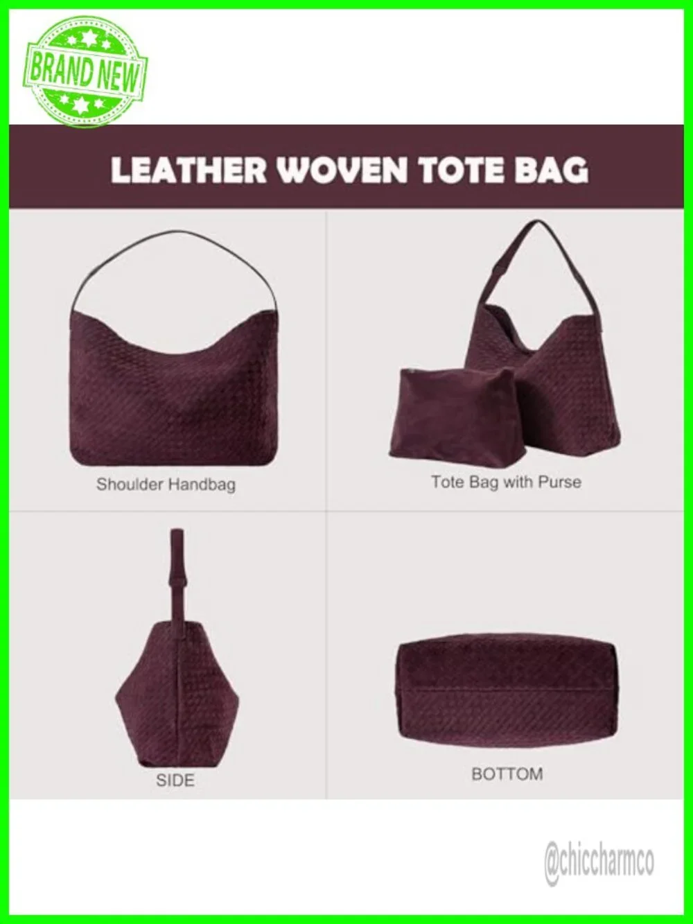 Large Woven Suede Hobo Tote Bag with Clutch Crossbody Shoulder Handbag